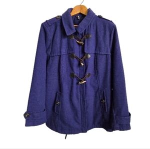 George Violet Blue Toggle Zip-Up Pea Coat Women's Size 3X
